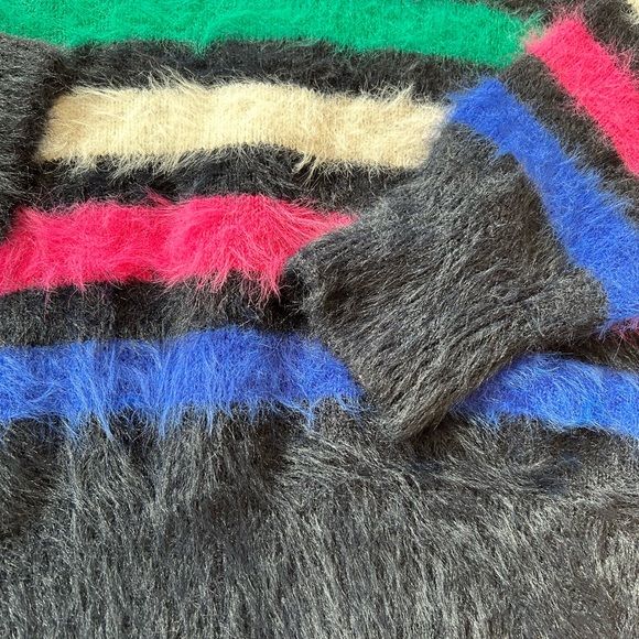 EUC A New Day Women's Crewneck Fuzzy Pullover sweater Multicolor Stripe - Picture 7 of 16